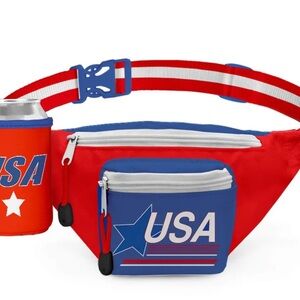 Tipsy Elves Red and Blue Patriotic Fanny Pack USA belt bag